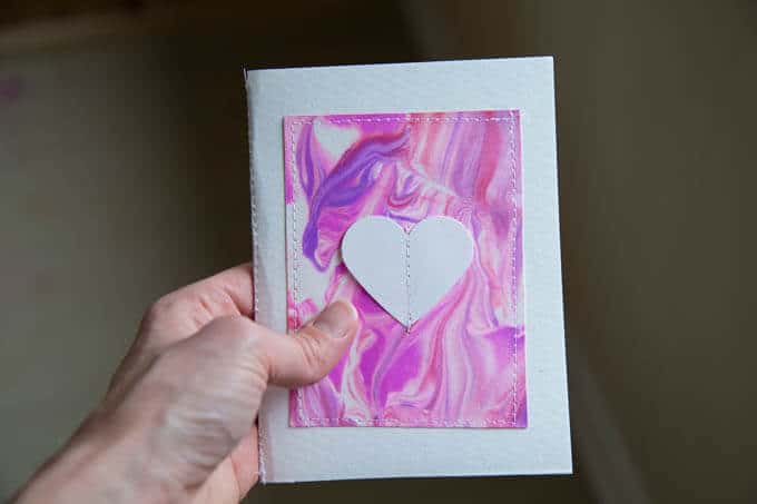 Use marbled paper to create a handmade book – process art ideas for Valentine's Day