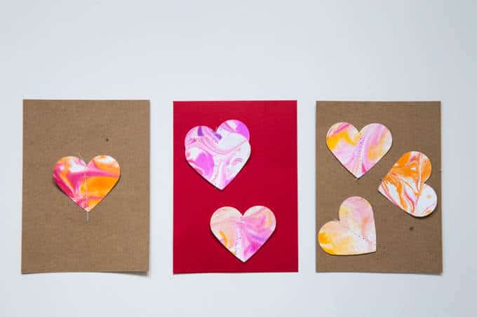 Marbled Heart Cards for Valentines Day