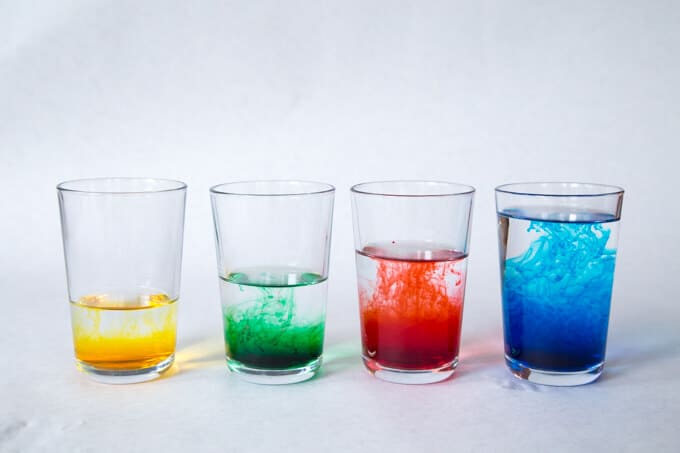 Explore Sound - And Watch Food Coloring diffuse through Water in Glass