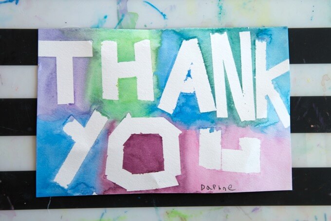 Kids Tape Resist Thank You Card
