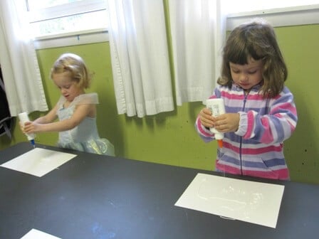 Salt Watercolors Art Activity for Kids - Squeezing Glue