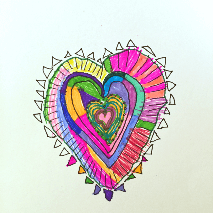 Layered Heart Drawing
