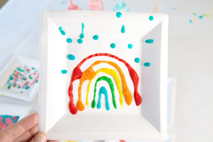 Salt Puffy Paint rainbow art activity