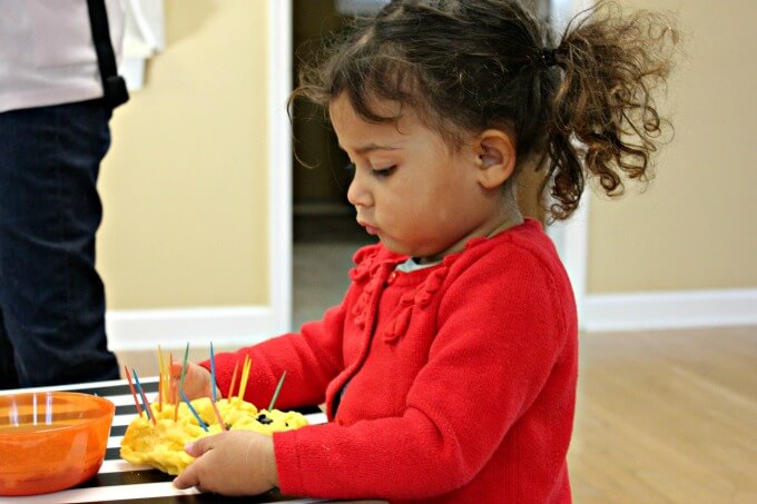 Toddler Art Class - Zipporah with playdough cake