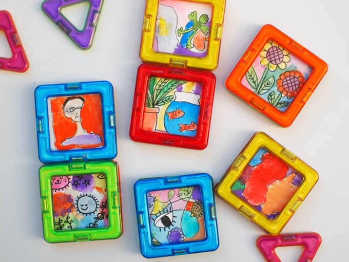 Tiny Art with Kids Magformers as Frames