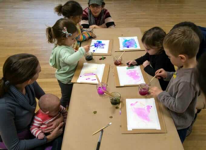 Watercolor Resist Art with a Toddler Art Class 