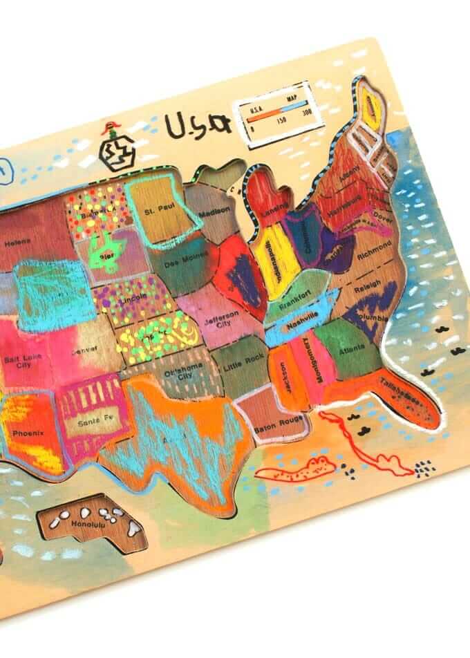 Kids Map Art A Creative Activity To Help Children Learn Geography   Vertical Decorated Map 