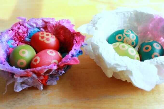 Birds Nest Craft - Finished Nests with Eggs