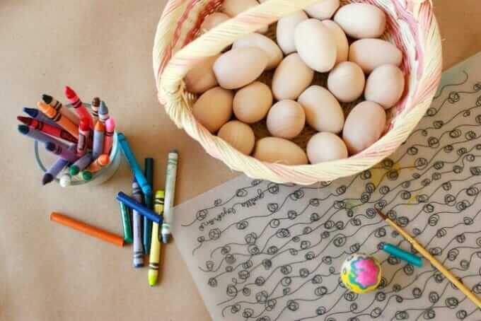 How to Paint Wooden Easter Eggs - Start with Oil Pastel Drawings