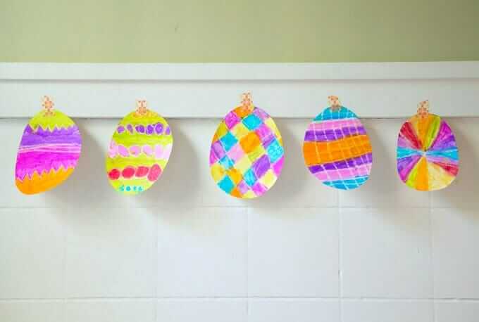 Easter Egg Art and Bunting with Watercolor Resist
