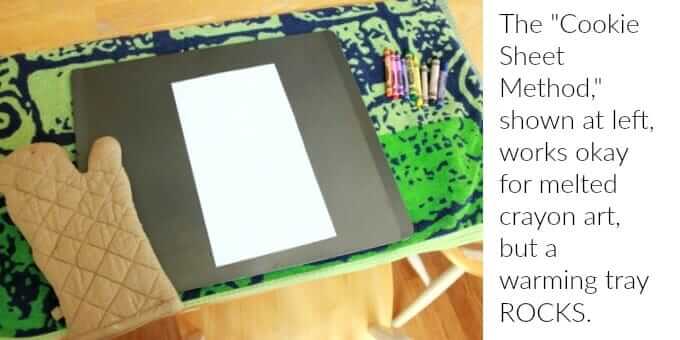 The cookie sheet method for melted crayon art