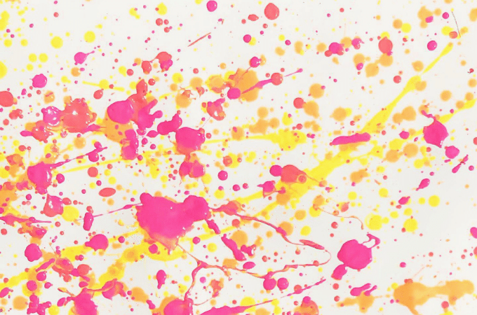 pink and yellow splatter painting
