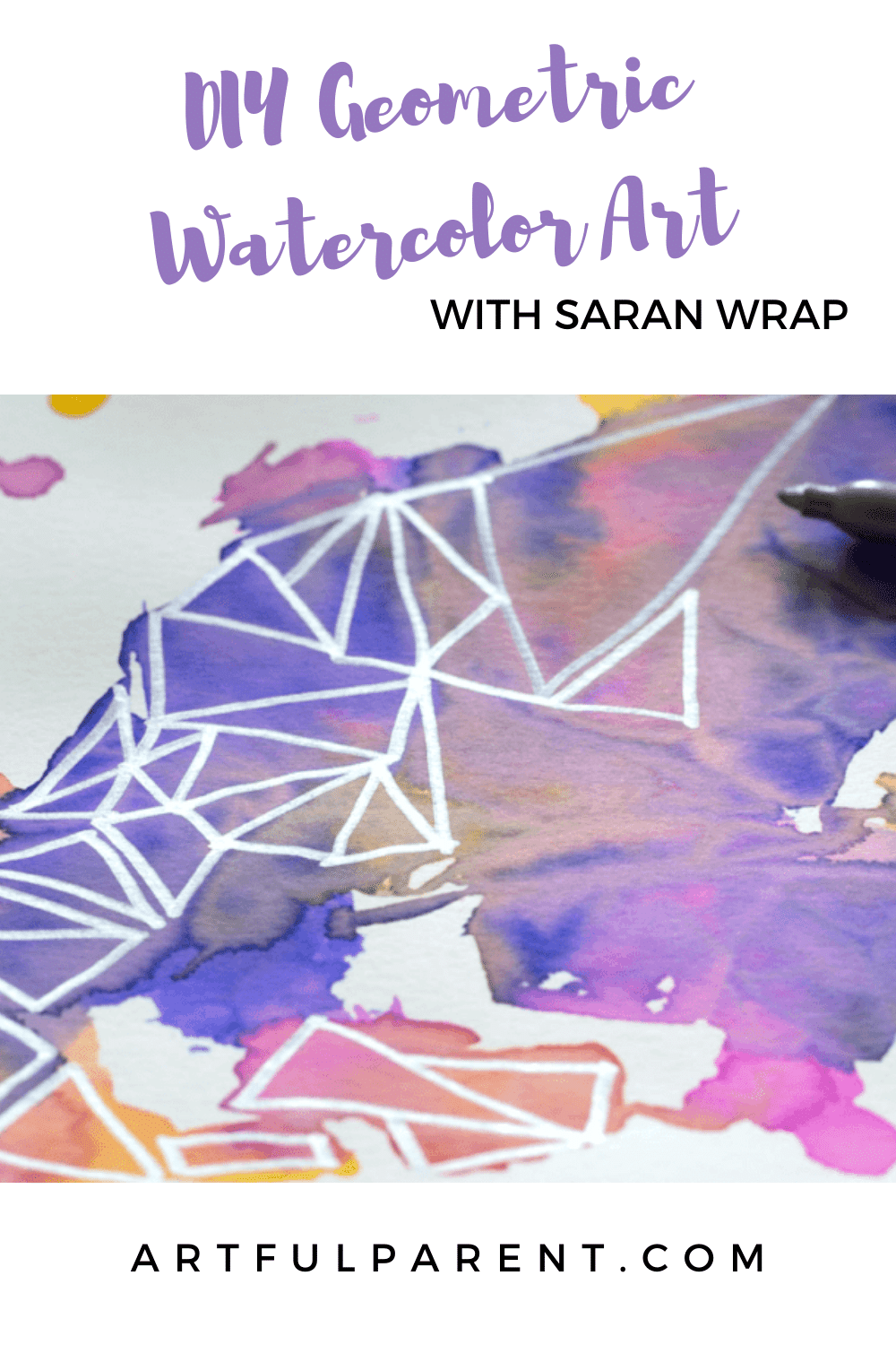 Geometric Watercolor Art How To Make It With The Saran Wrap Technique