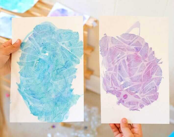 Geometric Watercolor Art How to Make it with the Saran Wrap Technique