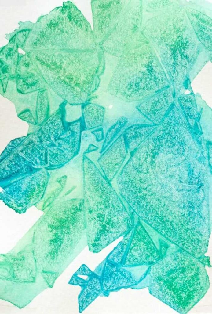 Geometric Watercolor Art How to Make it with the Saran Wrap Technique