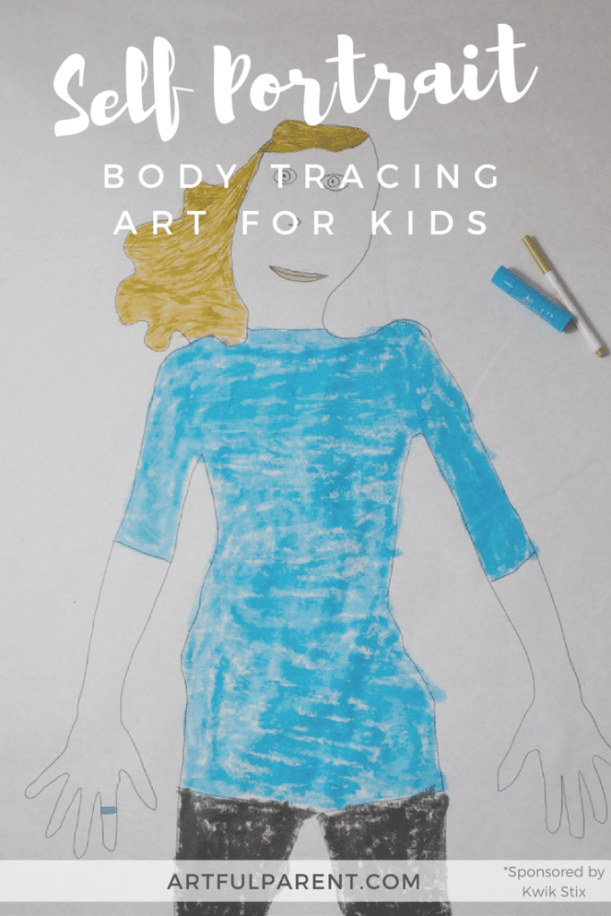 Self Portrait Body Tracing Art for Kids Using Paint Sticks