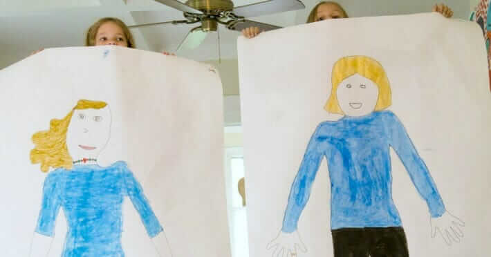Self Portrait Body Tracing Art with Kids