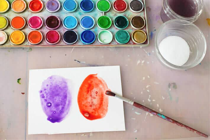 Watercolor painting and palette