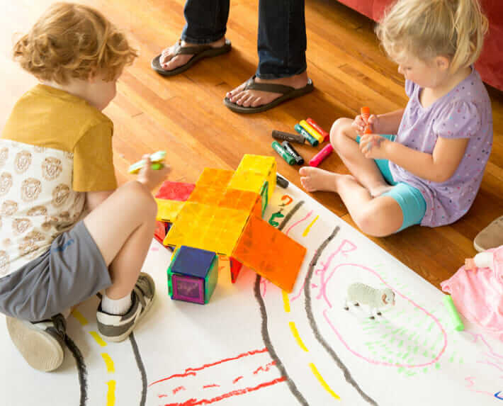 Make Your Own Play Mat for Kids - Playing with it
