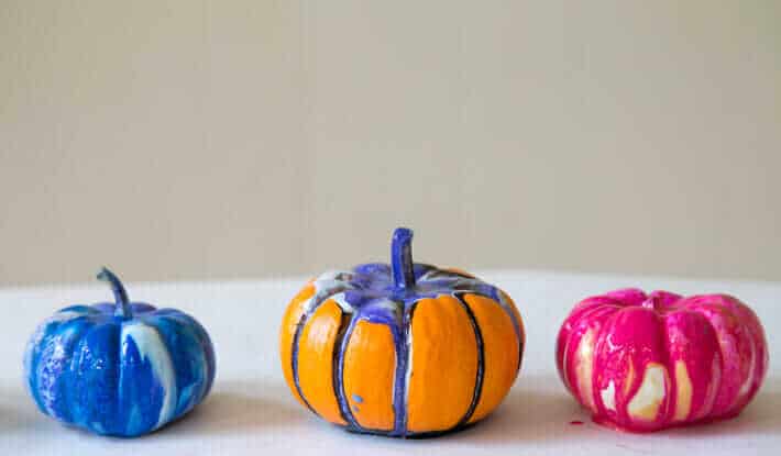 Pumpkin decorating ideas for kids - pour painted pumpkins