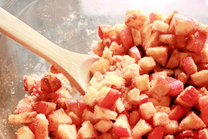 chopped apples for cake