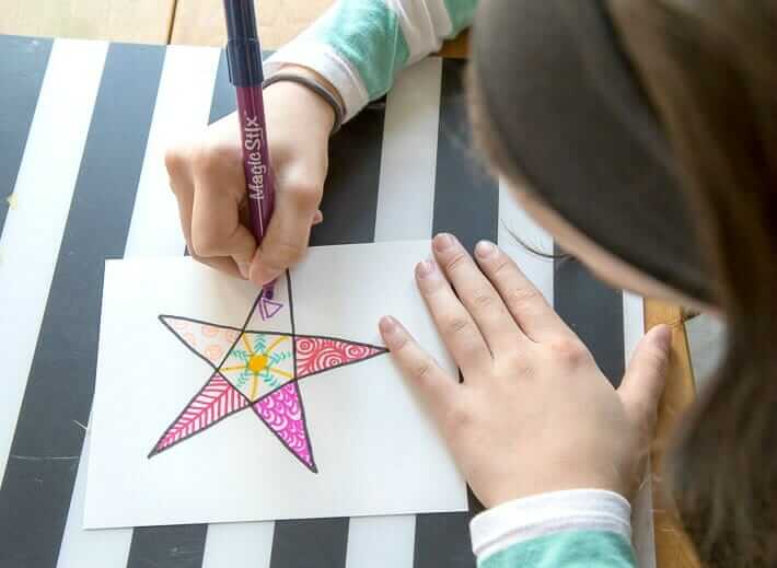 Tangle stars drawing with kids