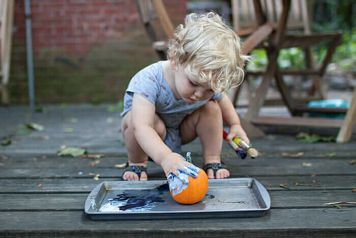 Pumpkin painting with toddlers