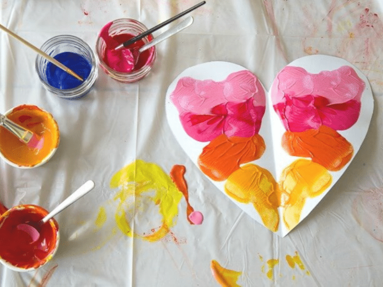 Heart Symmetry Painting with Kids Easy & Fun for Valentine's Day!