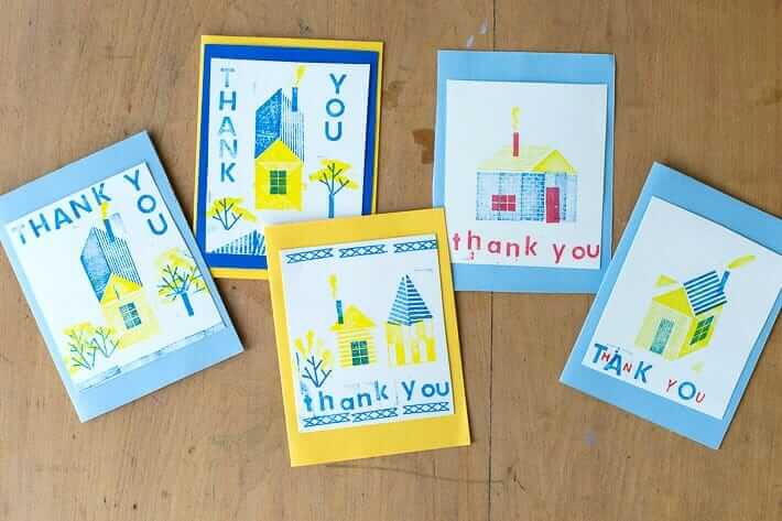 Thank you notes made with Stampville stamp set