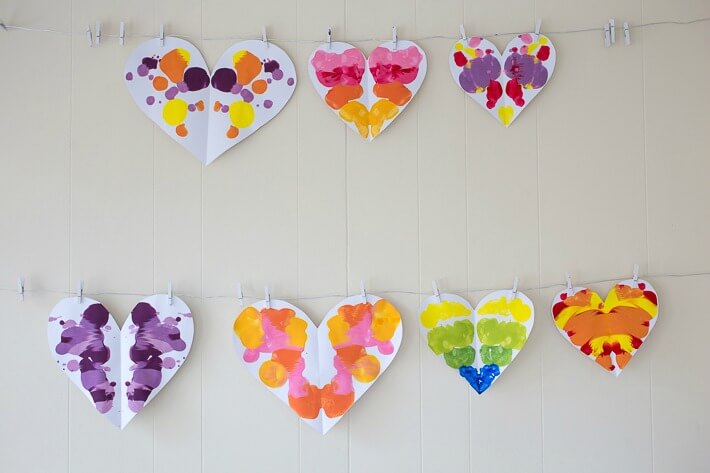 Valentine Heart Art Symmetry Paintings on the Display Wall