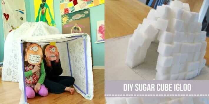 Winter Activities for Kids - Indoor Fort and Sugar Cube Igloo