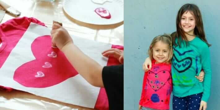 Make your own heart shirt by printing with everyday materials