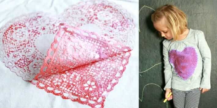 Make your own heart shirt with a doily print