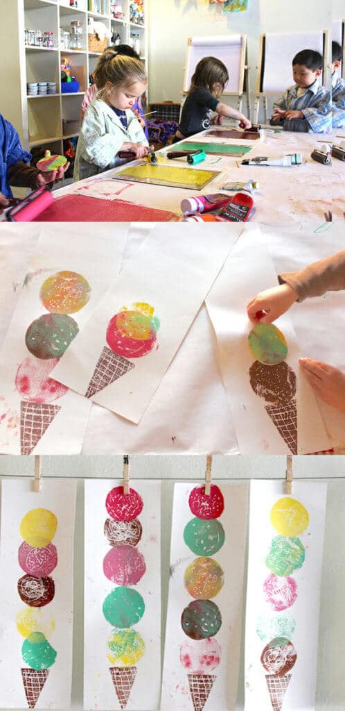 Colorful Ice Cream Art - An Easy Printmaking Project for Kids