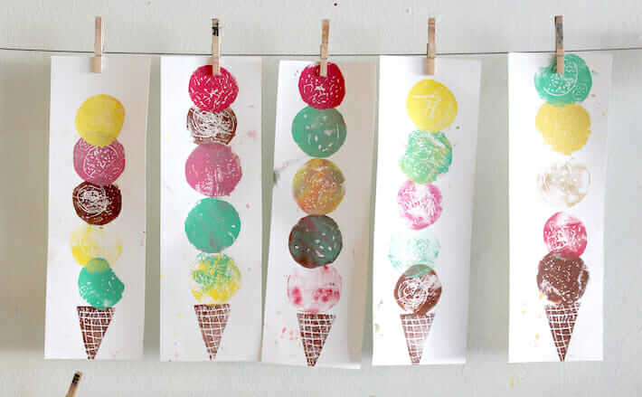 Ice cream Art - Easy Printmaking for Kids