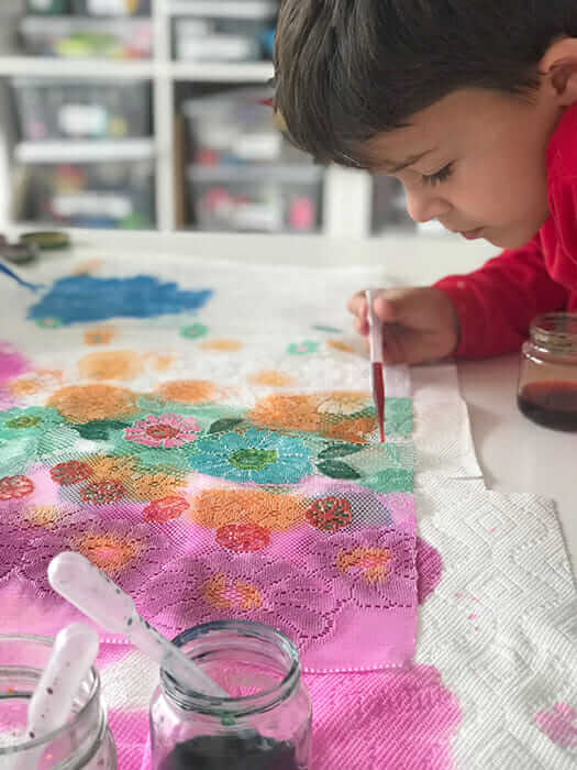 Painting lace with liquid watercolors