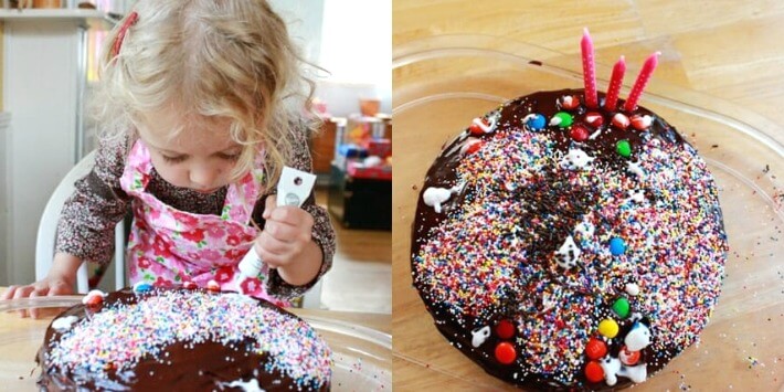 Daphne as a Toddler Decorating Her Own Birthday Cake