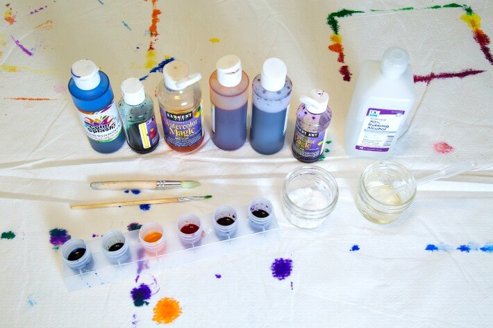 Art Supplies for Watercolor Butterflies with Rubbing Alcohol