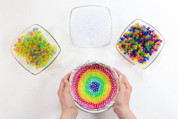 Making Plastic Beads Suncatchers in Rainbow Designs