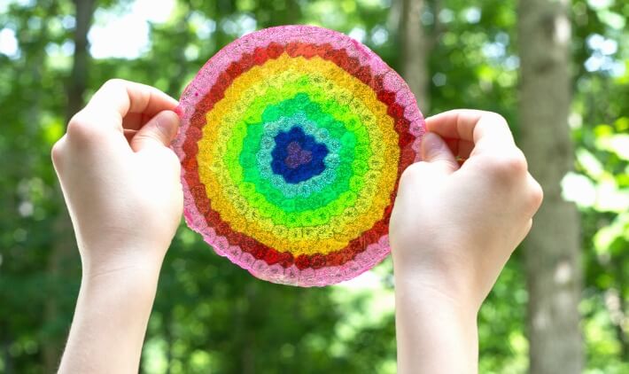 Making Rainbow Plastic Beads Suncatchers