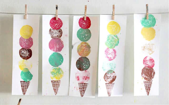 ice cream cone art and summer crafts