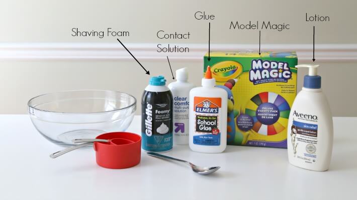 Ingredients needed for how to make slime without borax