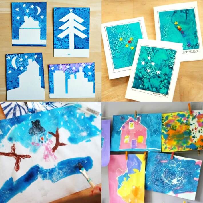 Starry Night Sky Painting with Watercolors and Salt - 4 More Ideas