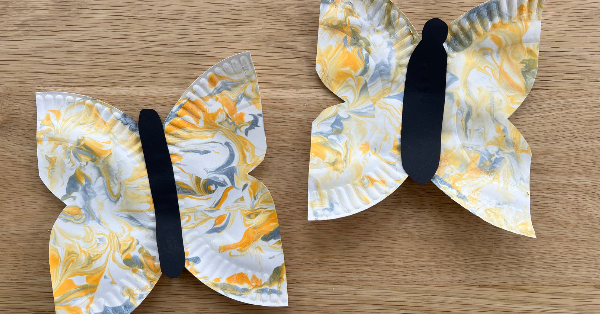 Marbled Paper Plate Butterfly Craft