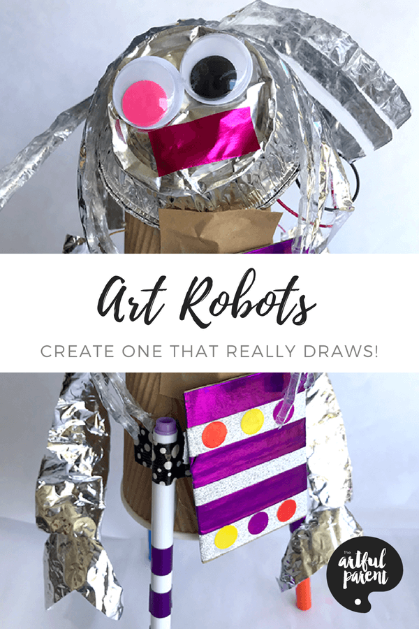 Create a robot that moves & draws! Use easily available hobby electrical parts and everyday materials in this fun art bot project from Danielle Falk of Little Ginger Studio. #kidsart #artforkids #artsandcrafts #kidsactivities #kidscrafts #craftsforkids #recycledcraft