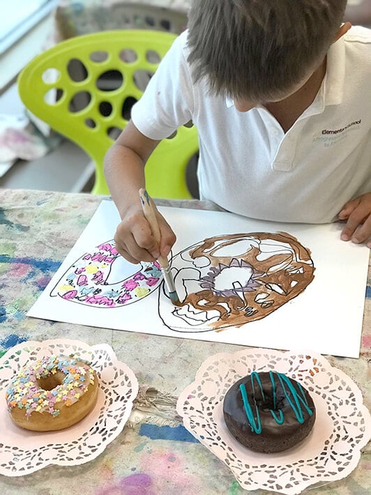 Drawing from Observation - Boy painting donuts