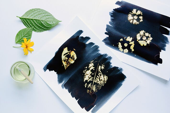 Leaf & flower prints with magic paper