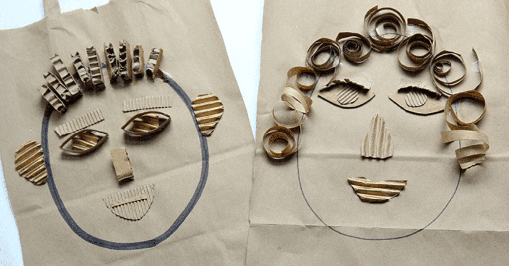 How to Make a Self Portrait Collage with Kids Using Recycle Bin Materials