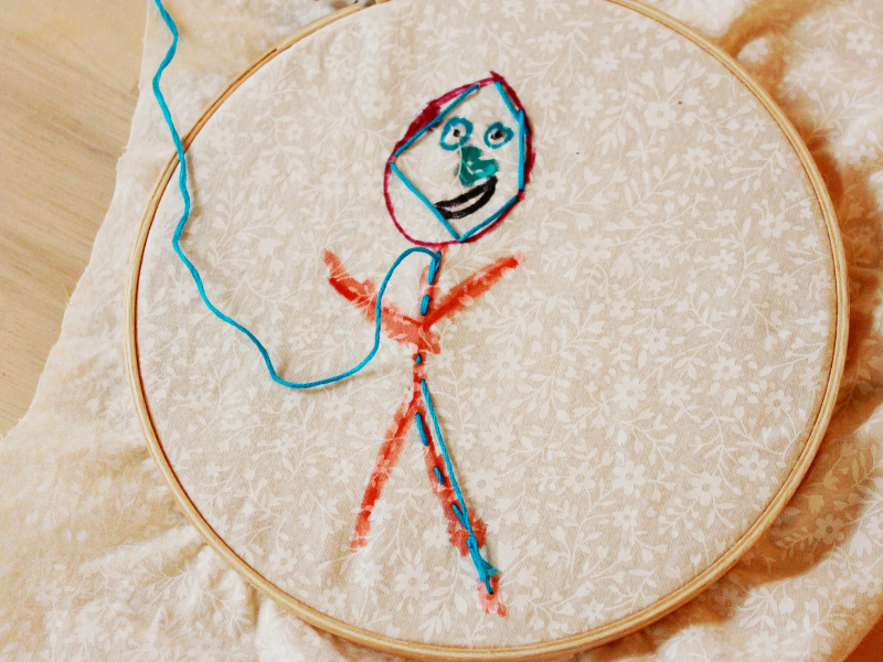 child's sewing project