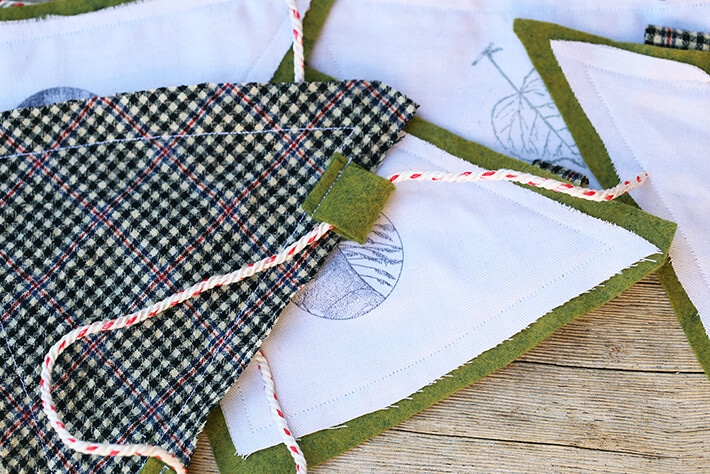 Creating loops for fabric bunting